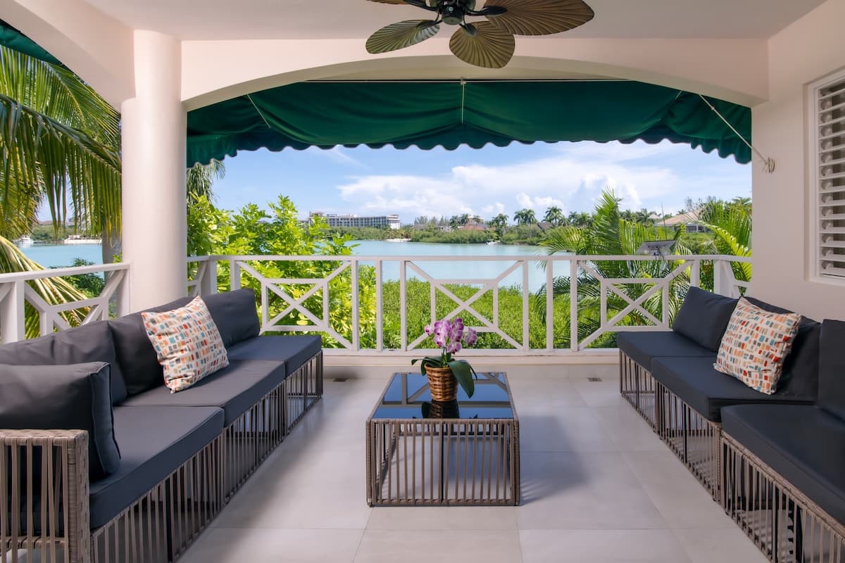 Spacious and comfortable patio with beautiful lagoon views.
